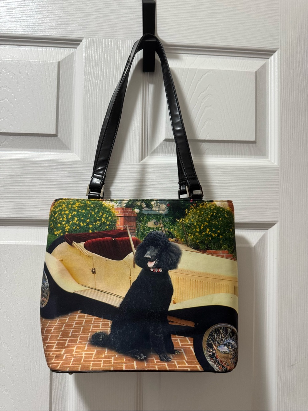Black Poodle Print Tote Bag - Women's Shoulder Bag